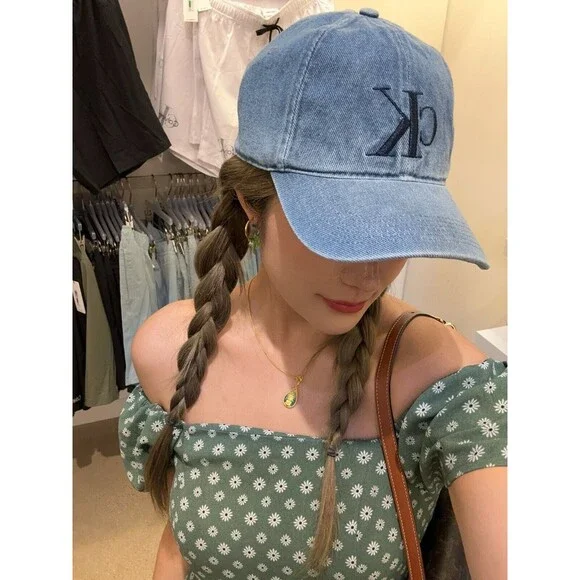 Calvin Klein CK Washed Denim Embroidered Logo Baseball Cap Unisex Hat NWT - Picture 8 of 8